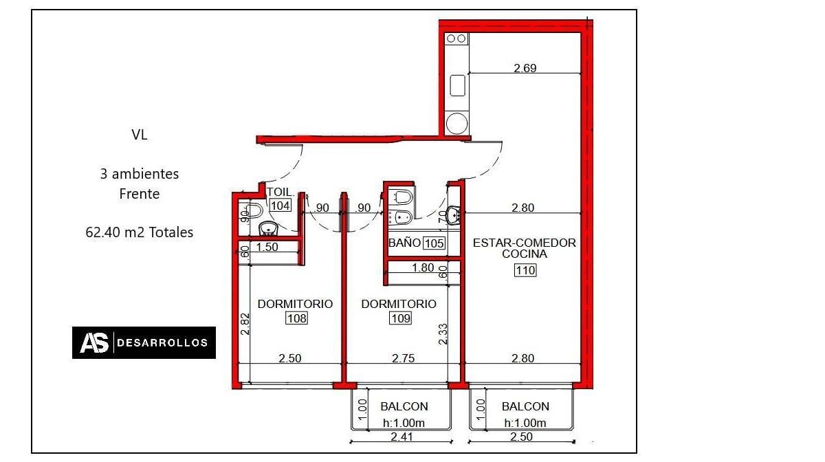 EXCELENTE DEPARTAMENTO DE 3 AMB. CON AMPLIO BALCON (venta en pozo)