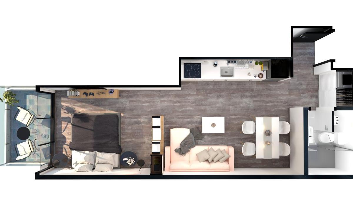Foto de EXCELENTE MONO AMBIENTE con balcón al frente (venta en pozo), imagen 4