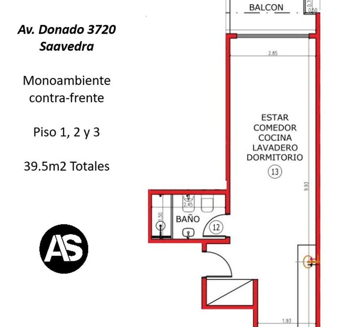 MONOAMBIENTE CON BALCON AL CONTRAFRENTE EN 1ER PISO- VENTA EN POZO