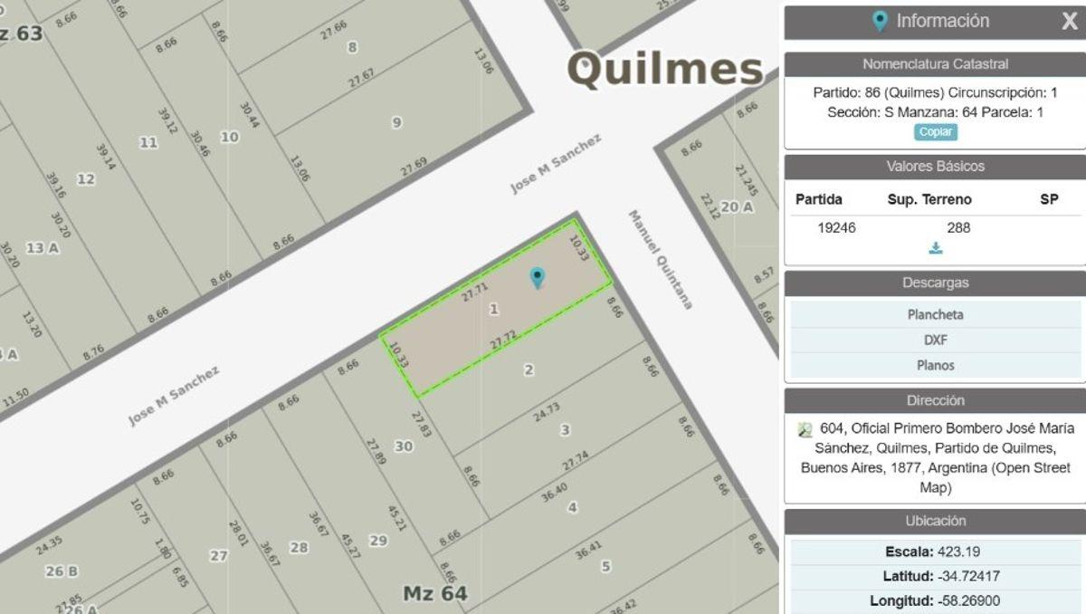 Lote en venta en Quilmes Centro