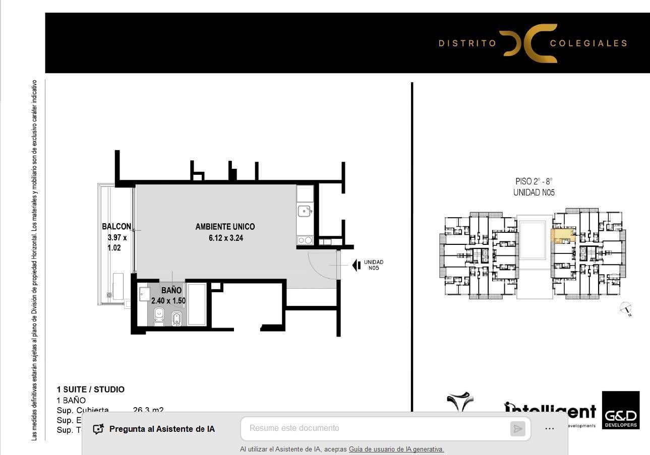 Departamento monoambiente en alquiler a estrenar