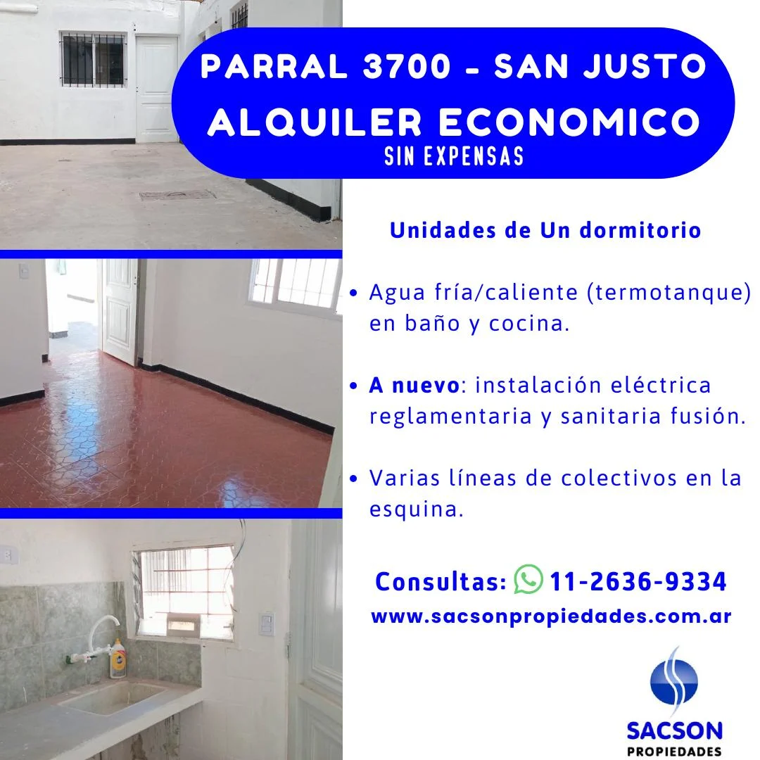 A506 San Justo Alquiler PH-Departamento Un Dormitorio Sin expensas