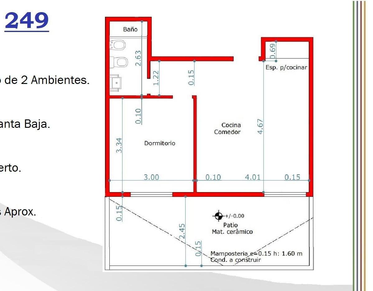 DEPARTAMENTO 2 AMBIENTES EN PLANTA BAJA CON PATIO - VENTA EN POZO // ARIETA 249