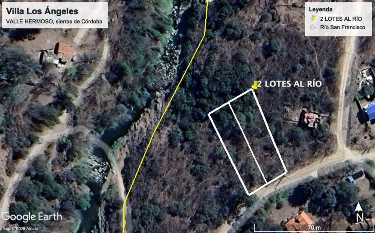 Vendo lotes con costa al Río, electricidad y agua. Valle Hermoso, Córdoba. 1