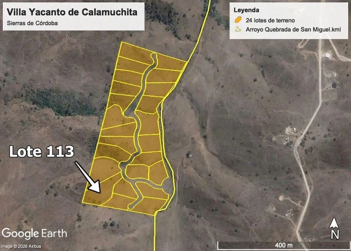 Vendo Lote 113 en Villa Yacanto de Calamuchita, Córdoba. Alto y amplia superficie. 4