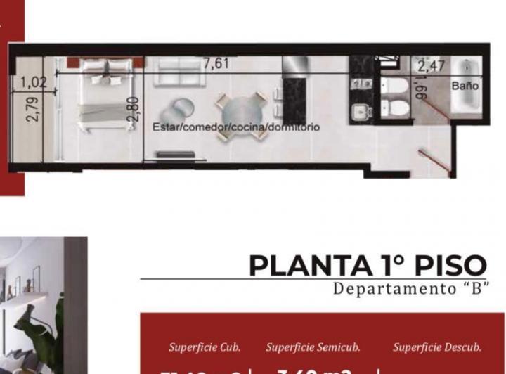 Venta Monoambiente con Amenities a Estrenar en Parque Cha 2