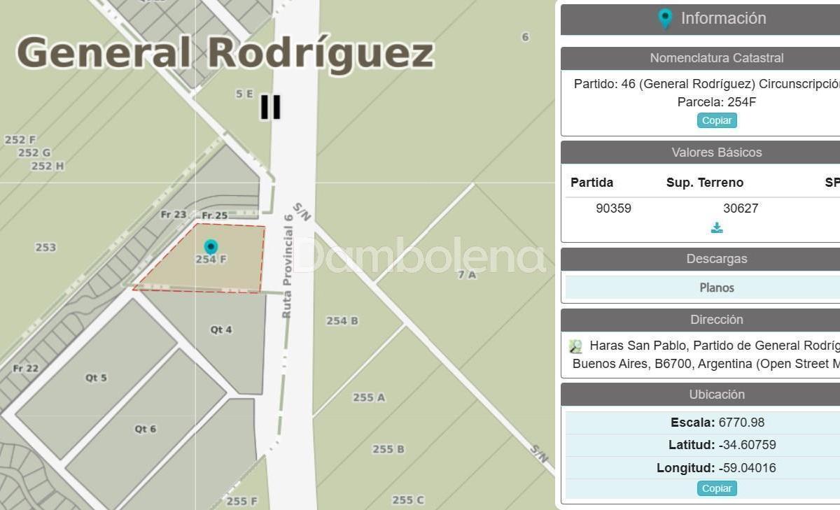 Terreno Fracción en Venta en General Rodríguez