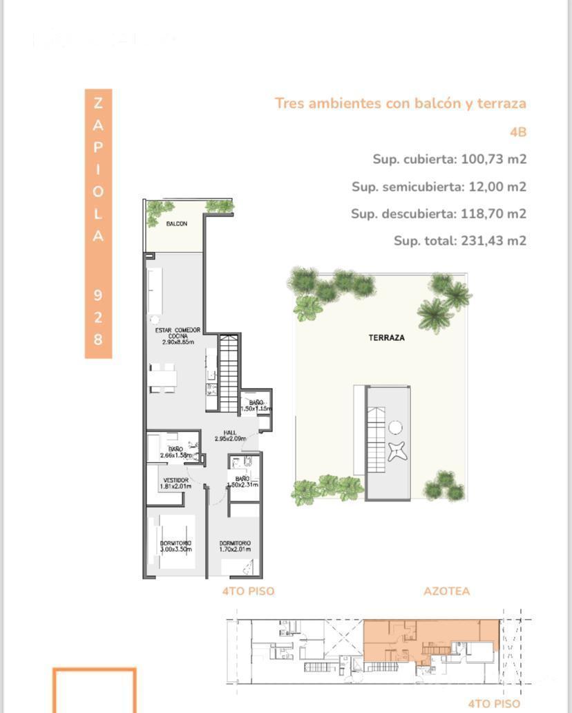 Venta departamento de 3 ambientes con terraza propia y cochera. Entrega 2026