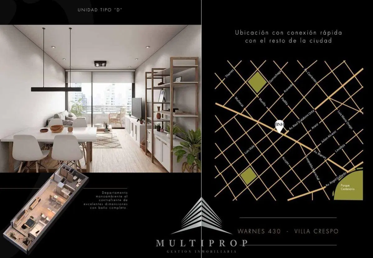EN VENTA MONOAMBIENTE A ESTRENAR EXCELENTE ZONA 2