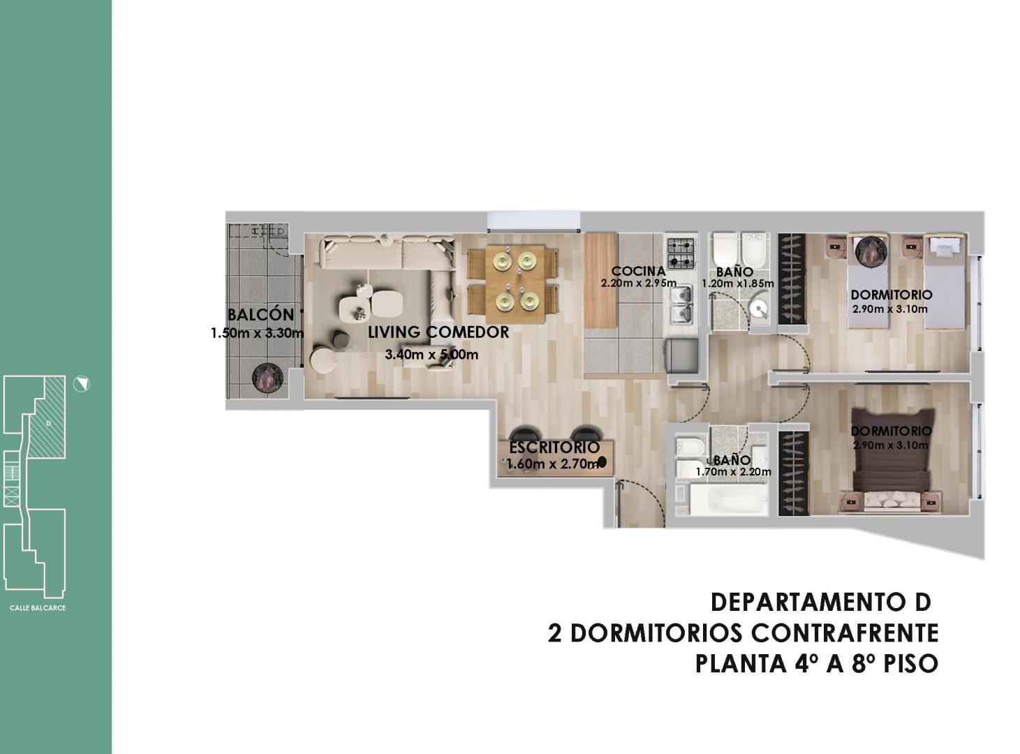 Departamento 2 dormitorios en Edificio Mérida