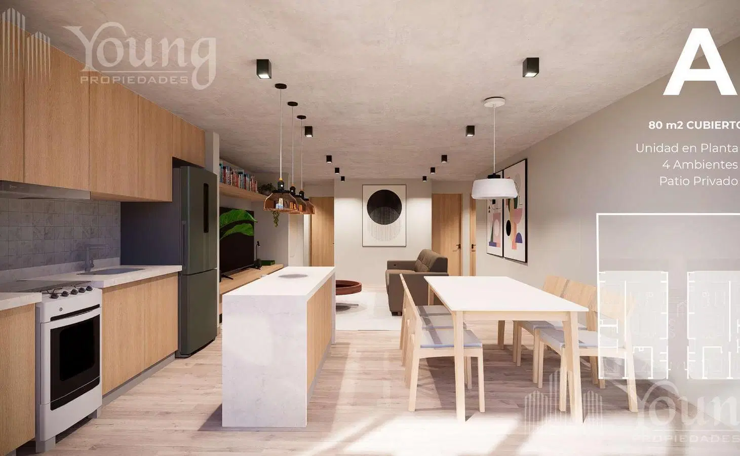 Departamento 4 ambientes con patio en pozo LOTES 3M13-14 4