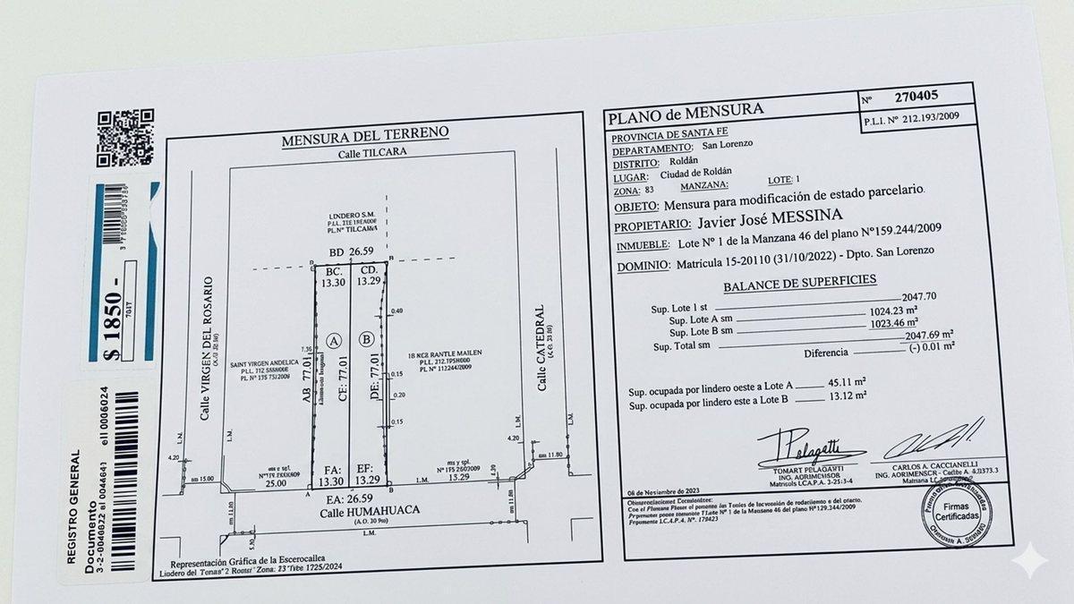 Foto de VENTA ! LOTE DE 2047 M2 EN COTOS DE ALAMEDA ROLDAN, imagen 3