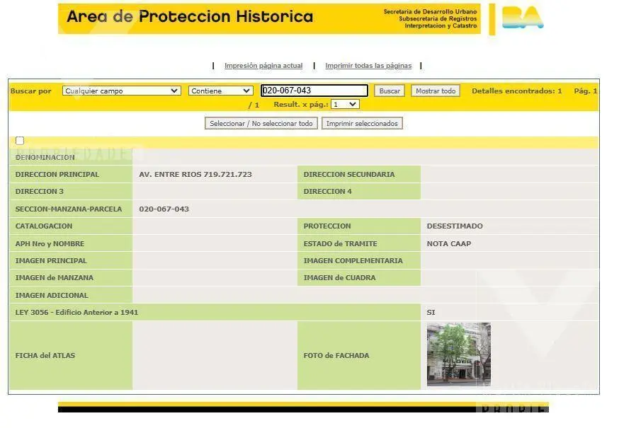 Terreno en venta en Entre Rios 721. Sup. vendible 2197 5