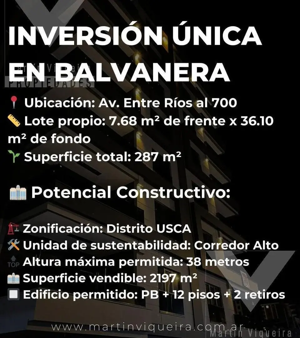 Terreno en venta en Entre Rios 721. Sup. vendible 2197 4
