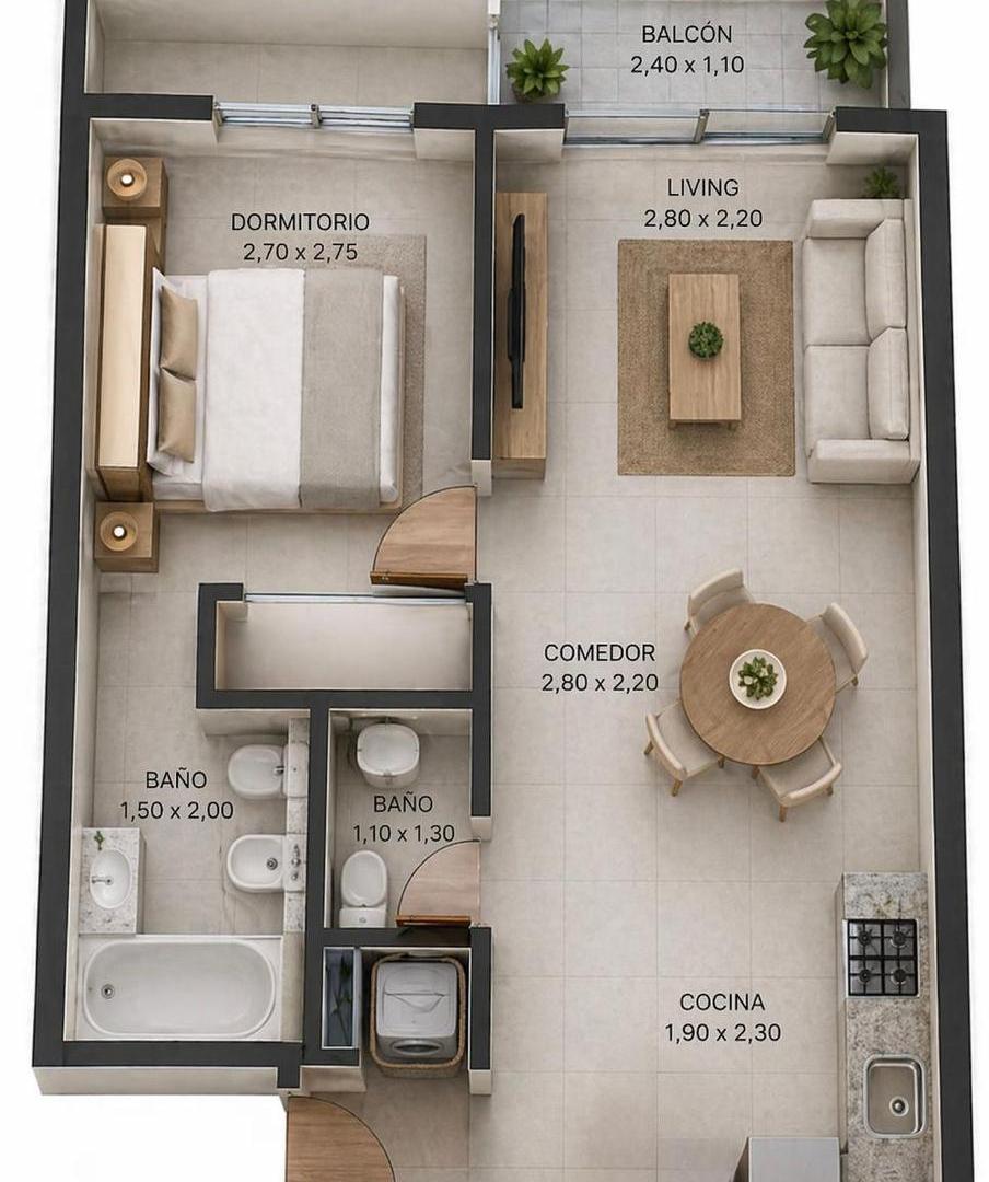 Departamento en Santos Lugares 2 ambientes full amenities bajas expensas