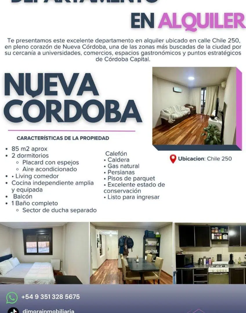 ¡IMPERDIBLE DEPTO ALQUILER EN NVA CÓRDOBA — 2 DORM, 1 BAÑO, BALCON, LIVING COMEDOR, COCINA... Y MAS! 3