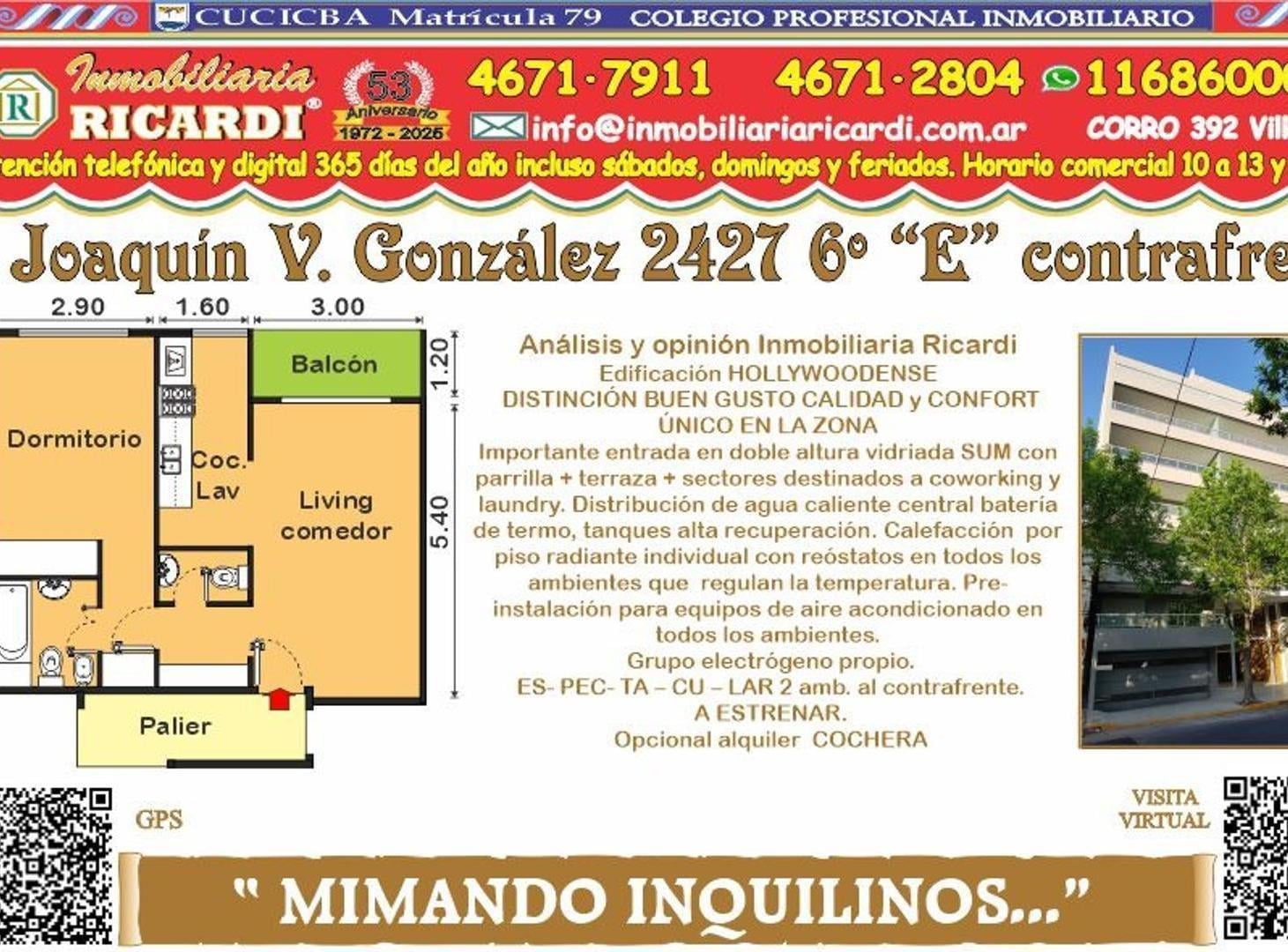 MIMANDO INQUILINOS 2 amb a estrenar edif PREMIUM + balcón