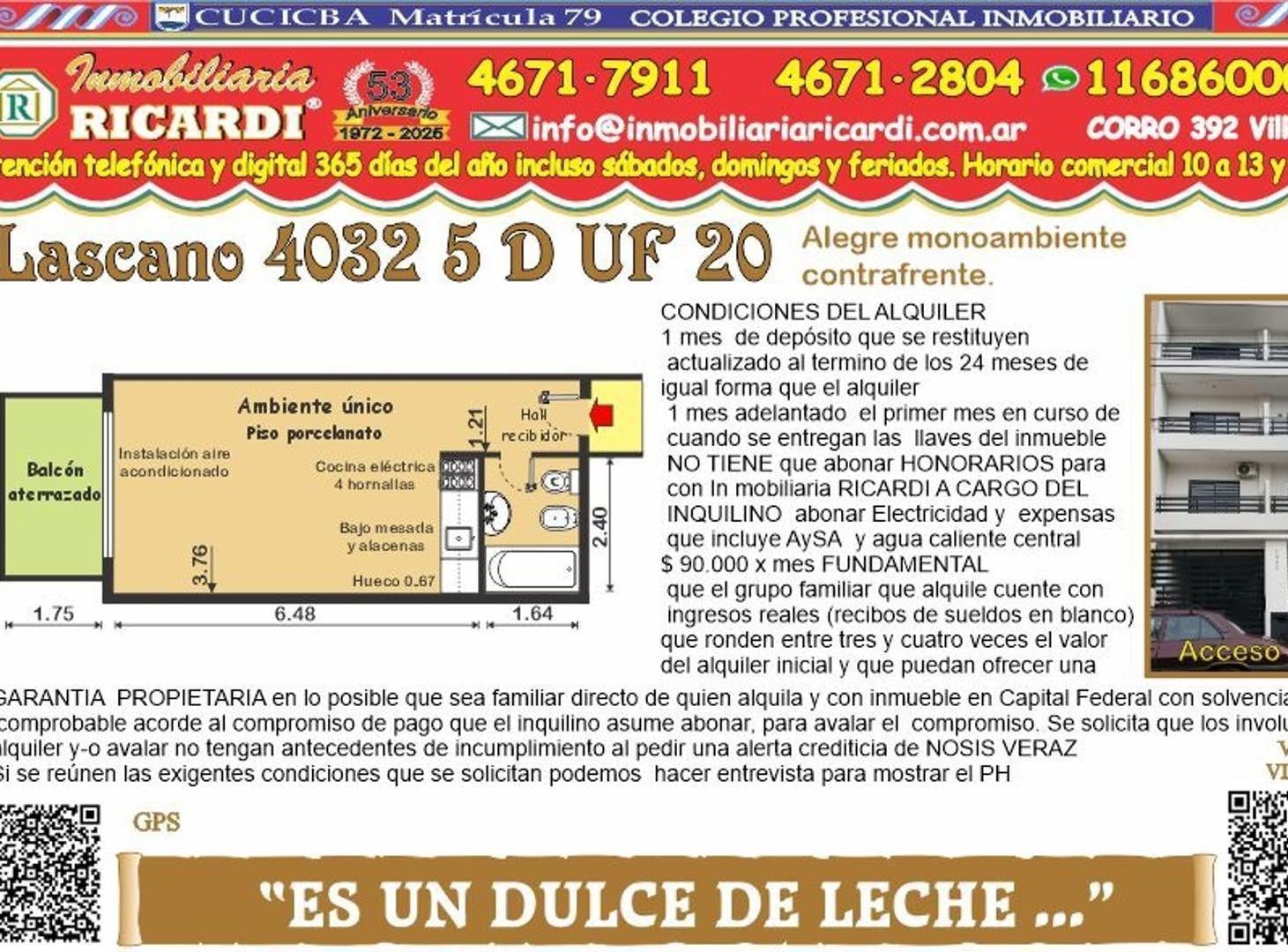ES UN DULCE DE LECHE... 1 amb NUEVITO balcon contraf