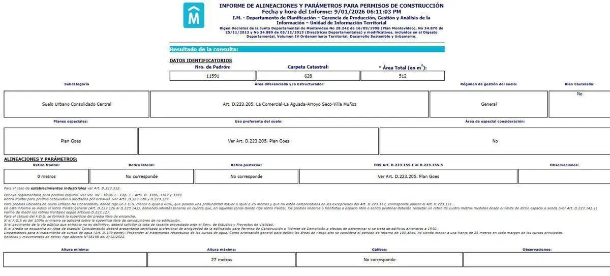 Venta de Terreno para Desarrollo en Aguada 5