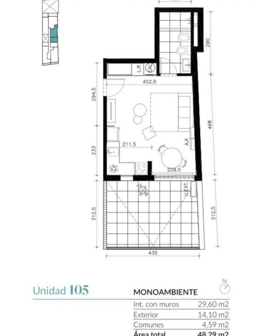 Foto de Venta monoambiente con patio en Cordón, imagen 2
