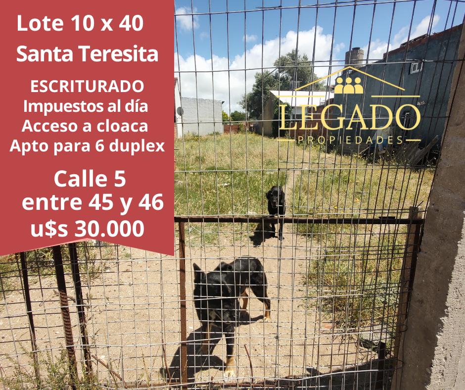 SANTA TERESITA - LOTE de 10 x 40 - Calle 5 entre 45 y 46 - Excelente ubicación