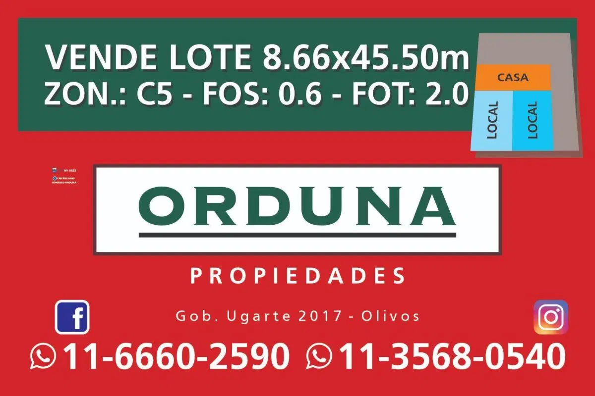 OLIVOS - VENTA LOTE 8.66 X 45 IDEAL INVERSOR 3
