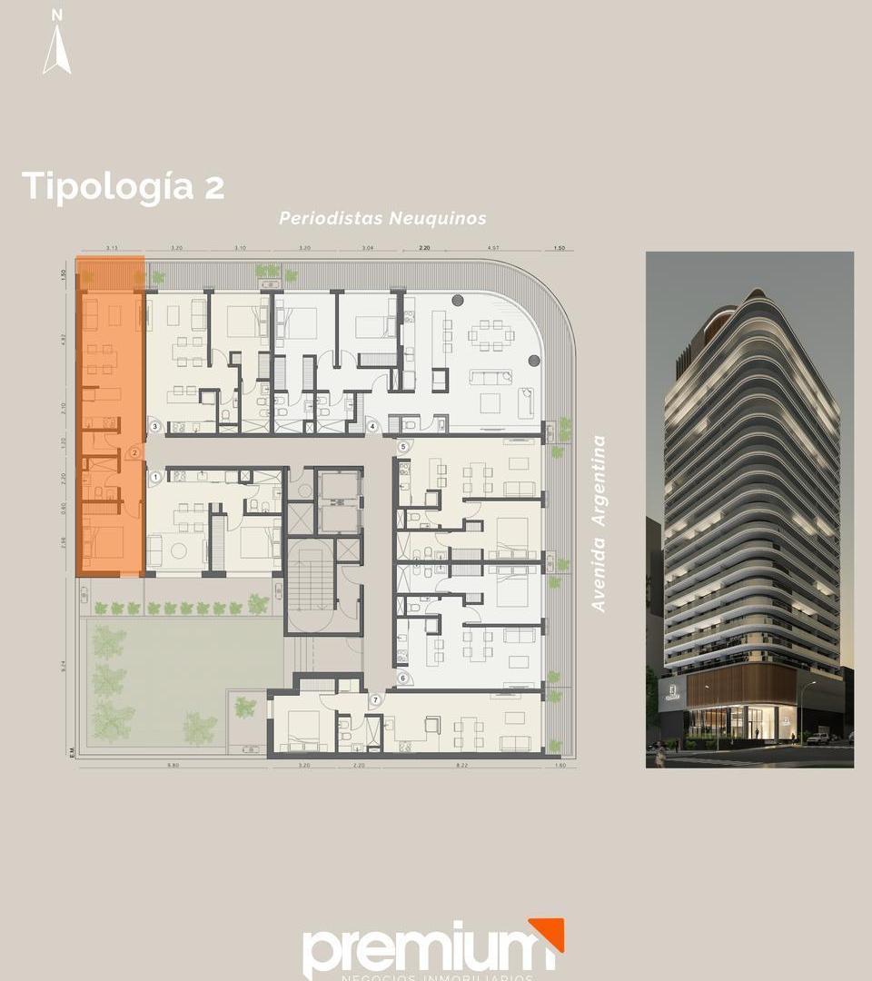 Venta - Departamento 1 Dormitorio - Tipología 2 - Av. Argentina 794 - Neuquén Capital