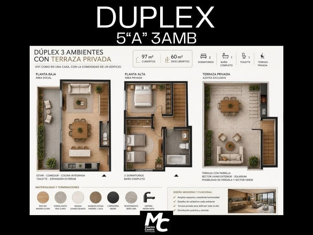 Foto de Exclusivos Dúplex de 3 Ambientes con Terraza Privada y Parrilla en, imagen 2