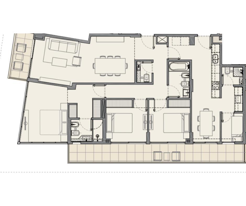 Departamento en venta de 3 dormitorios con suite y balcón corrido