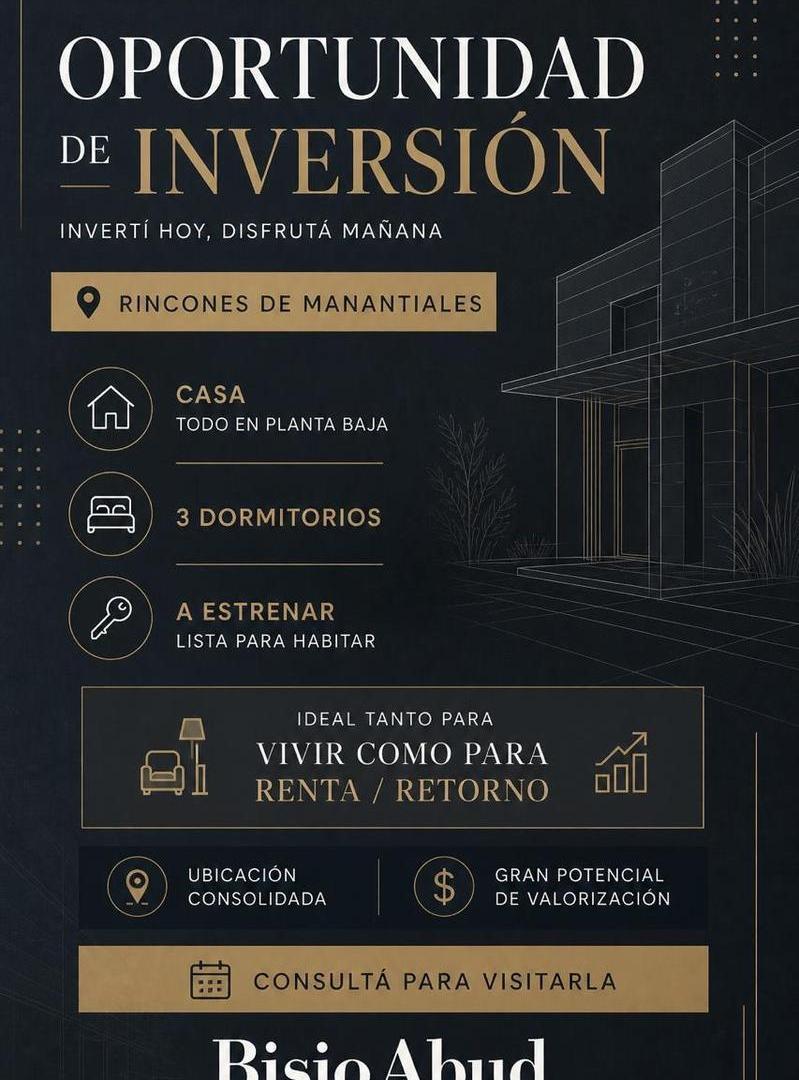 HERMOSA CASA EN VENTA RINCONES DE MANANTIALES