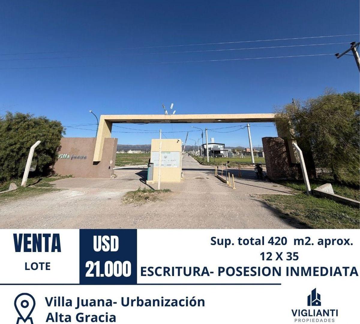 Foto de VENTA LOTES- VILLA JUANA (ALTA GRACIA)- barrio perimetrado, imagen 1