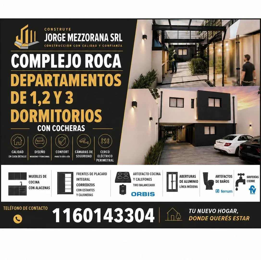 COMPLEJO ROCA, UNIDADES A ESTRENAR 2, 3 Y 4 AMBIENTES 5
