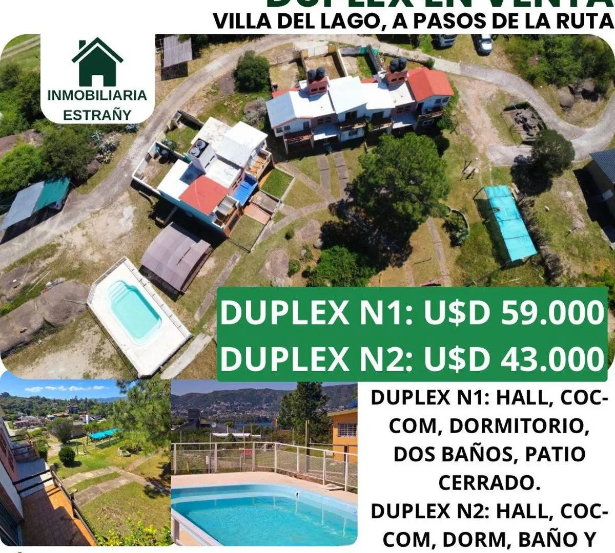 OPORTUNIDADES ÚNICAS!! VENTA DE DUPLEX EN VILLA CARLOS PAZ
BARRIO VILLA DEL LAGO A PASOS DE LA RUTA 1