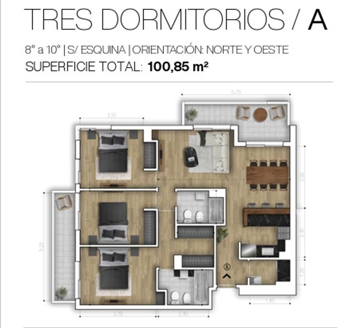 Departamento 3 dormitorios - Alvear y Santa Fe