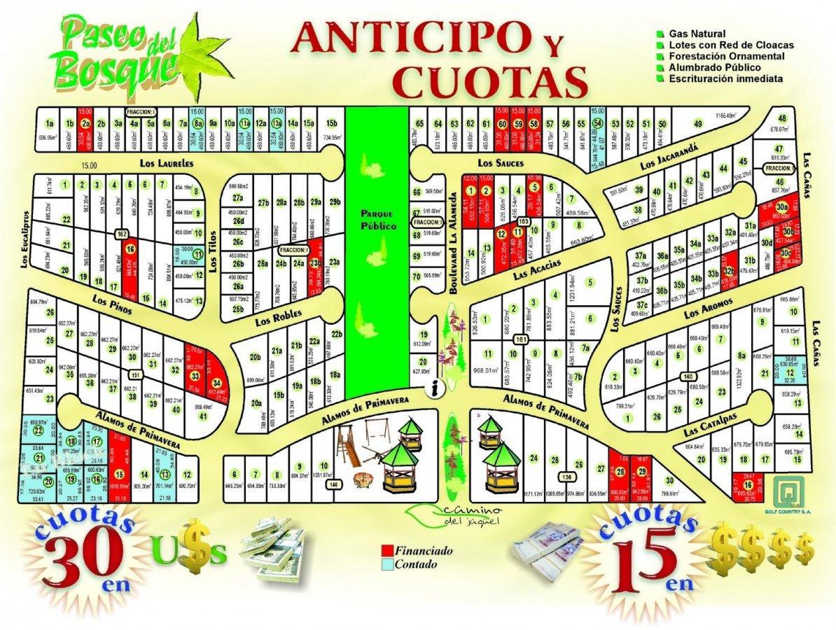 LOTE EN PASEO DEL BOSQUE manzana F1 lote 18a. FINANCIADOS EN 60 CUOTAS