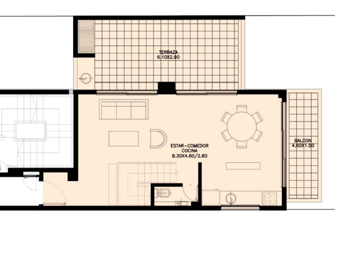 Departamento en duplex con terraza y balcon