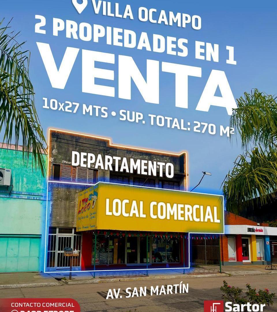 Local y Departamento en Villa Ocampo