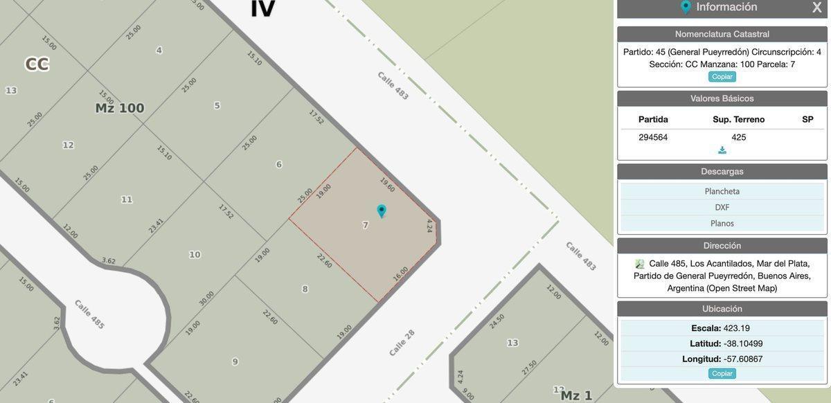 TERRENO EN VENTA ACANTILADOS MAR DEL PLATA