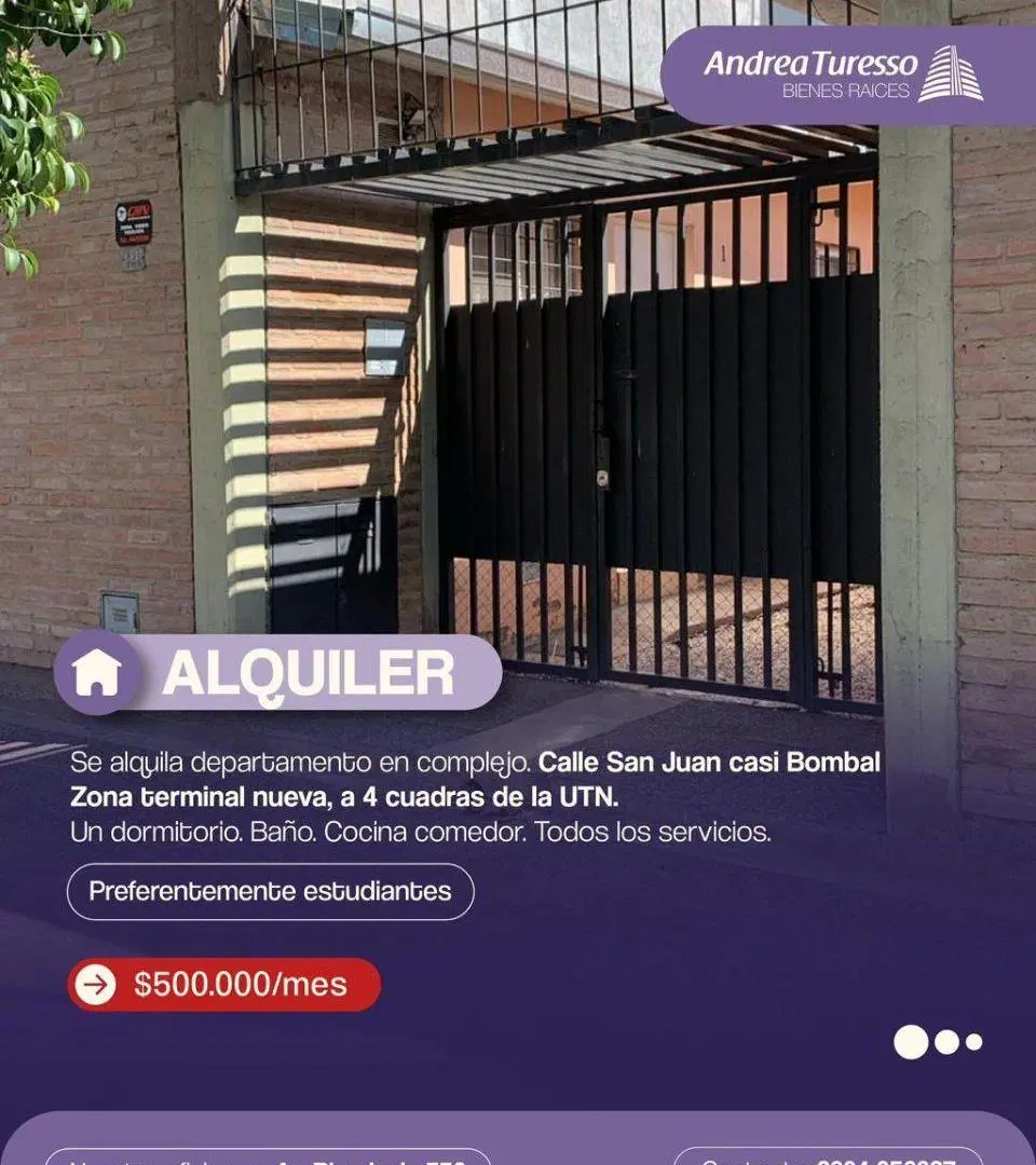 Departamento en complejo a metros de UTN 4