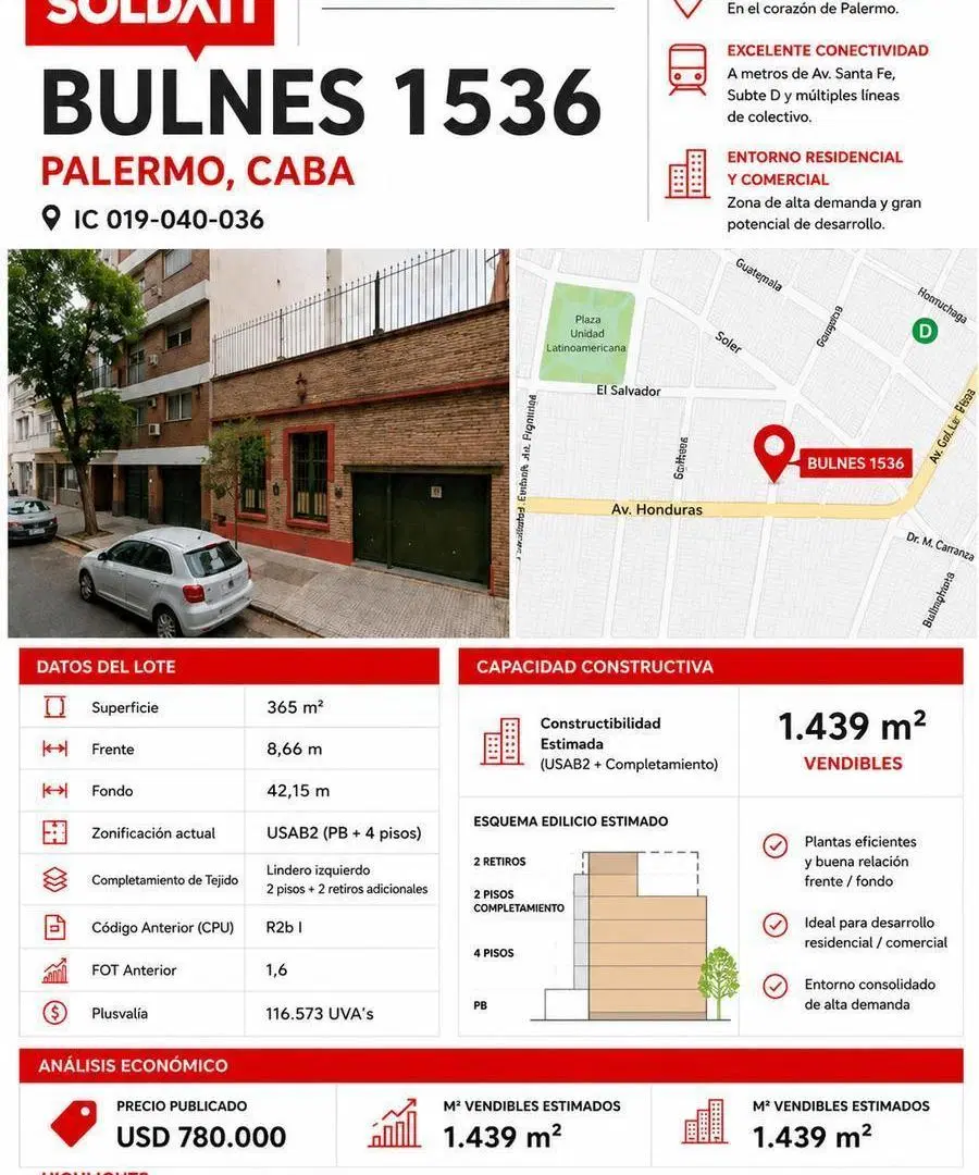 Terreno en venta  - Palermo 5