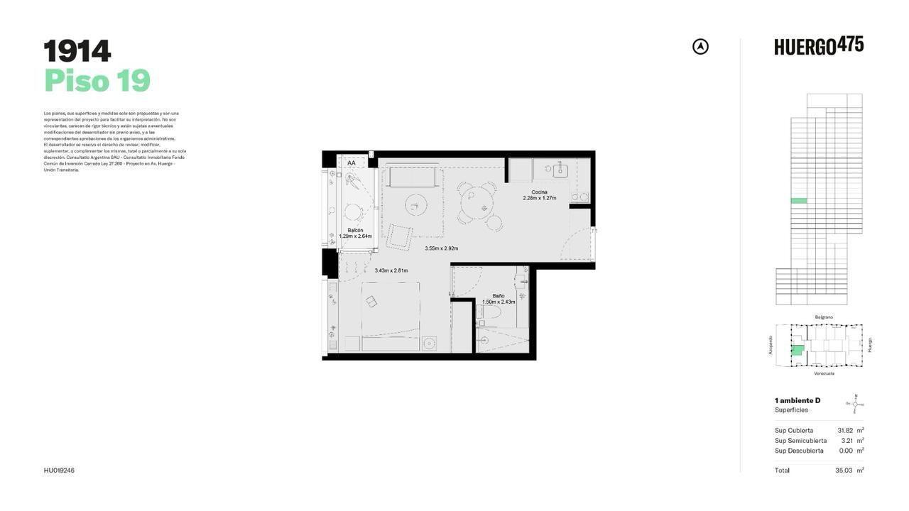 Venta monoambiente en torre Consultatio de Montserrat, frente a Puerto Madero. Piso alto. 35m2.