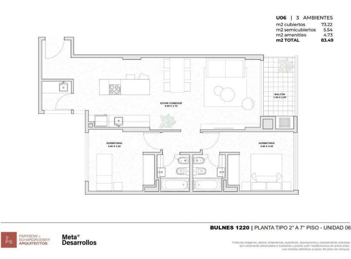 Venta - Departamento en construcción - 3 ambientes - Parrilla - Balcón aterrazado - Mit Palermo