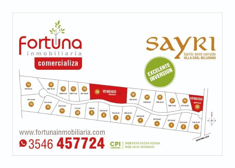 VENTA DE TERRENO BARRIO SEMI CERRADO SAYRI - TLC0730