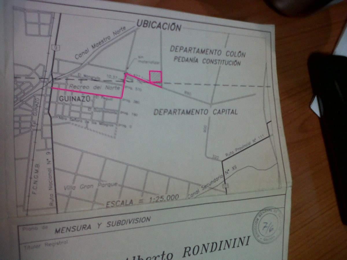 Fracción esquina de 5333m2 en Guiñazú