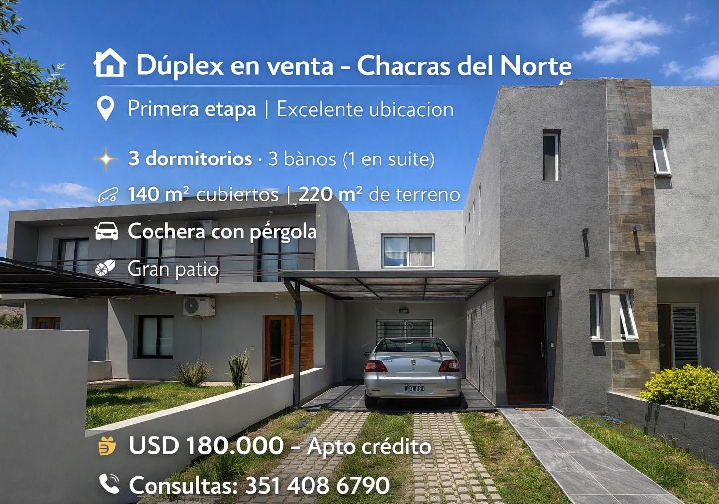 Venta apto Credito Chacras del del norte 1 de 3 dor