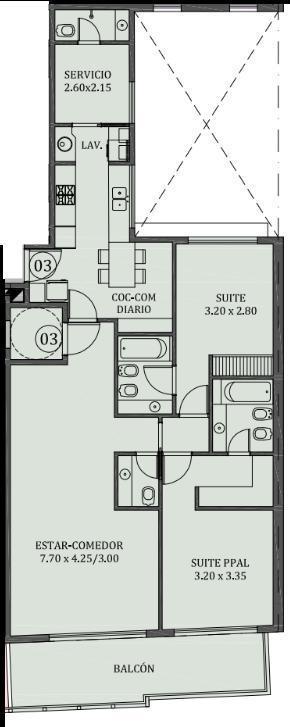 Foto de VENTA 3 AMBIENTES CON HABITACIONES EN SUITE Y DEPENDENCIA - AMENITIES, imagen 2