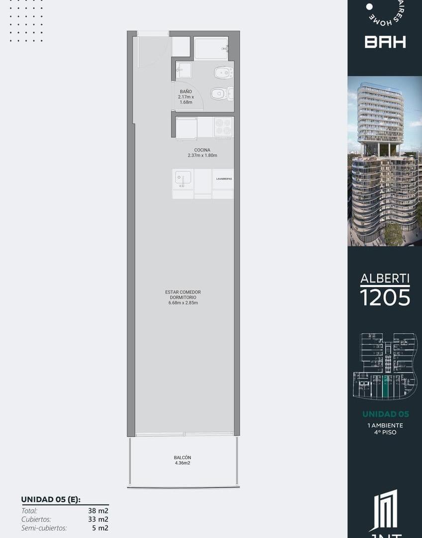 Venta Monoambiente en construccion al frente en Torre con amenities, San Cristobal