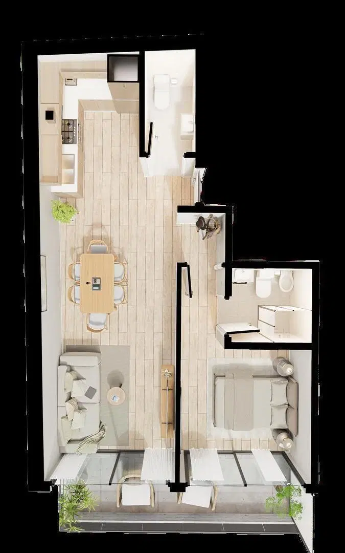 Departamento dos ambientes en venta en Coghlan con baño y toilette full amenities 2