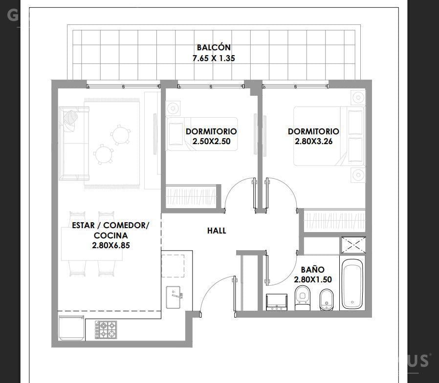 Departamento de 3 ambientes con Balcón en Liniers