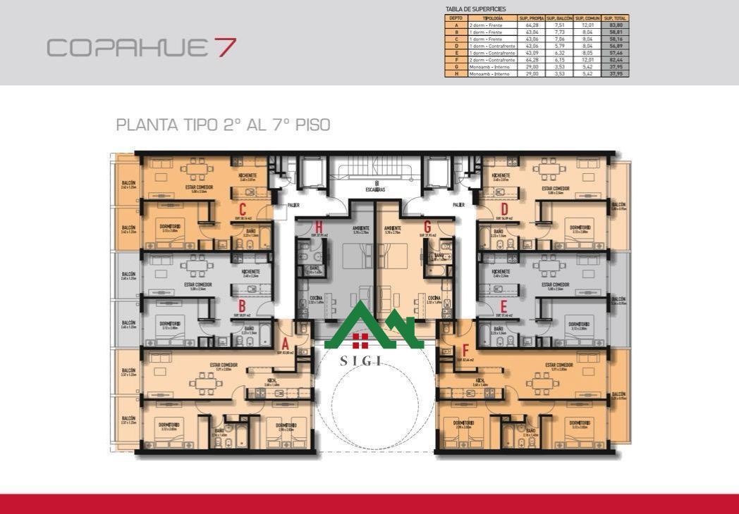 Departamento en venta de 2 dormitorios semipiso con balcon en el centro de Villa Maria